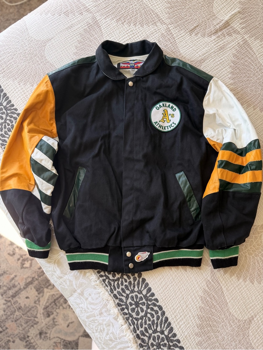 Vintage Jeff Hamilton Oakland Athletics MLB Varsity Bomber Jacket XL Rare